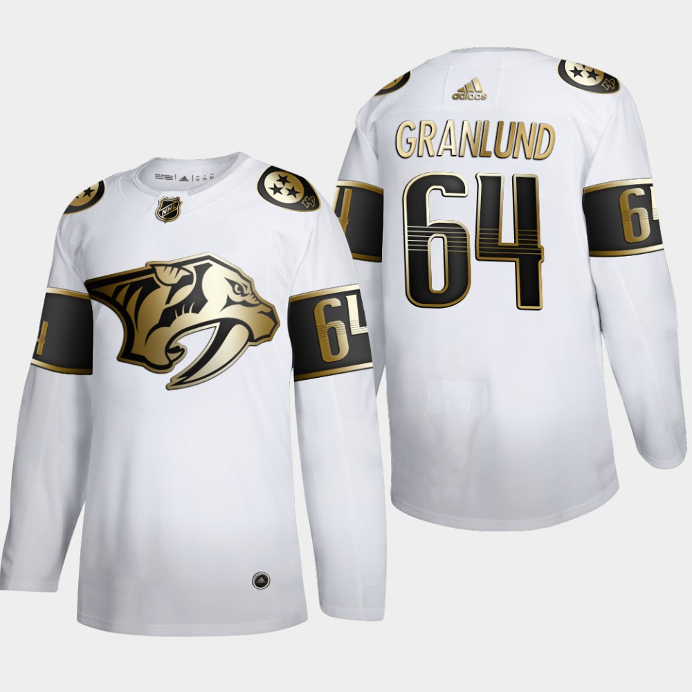 Nashville Predators #64 Mikael Granlund Men Adidas White Golden Edition Limited Stitched NHL Jersey->nashville predators->NHL Jersey